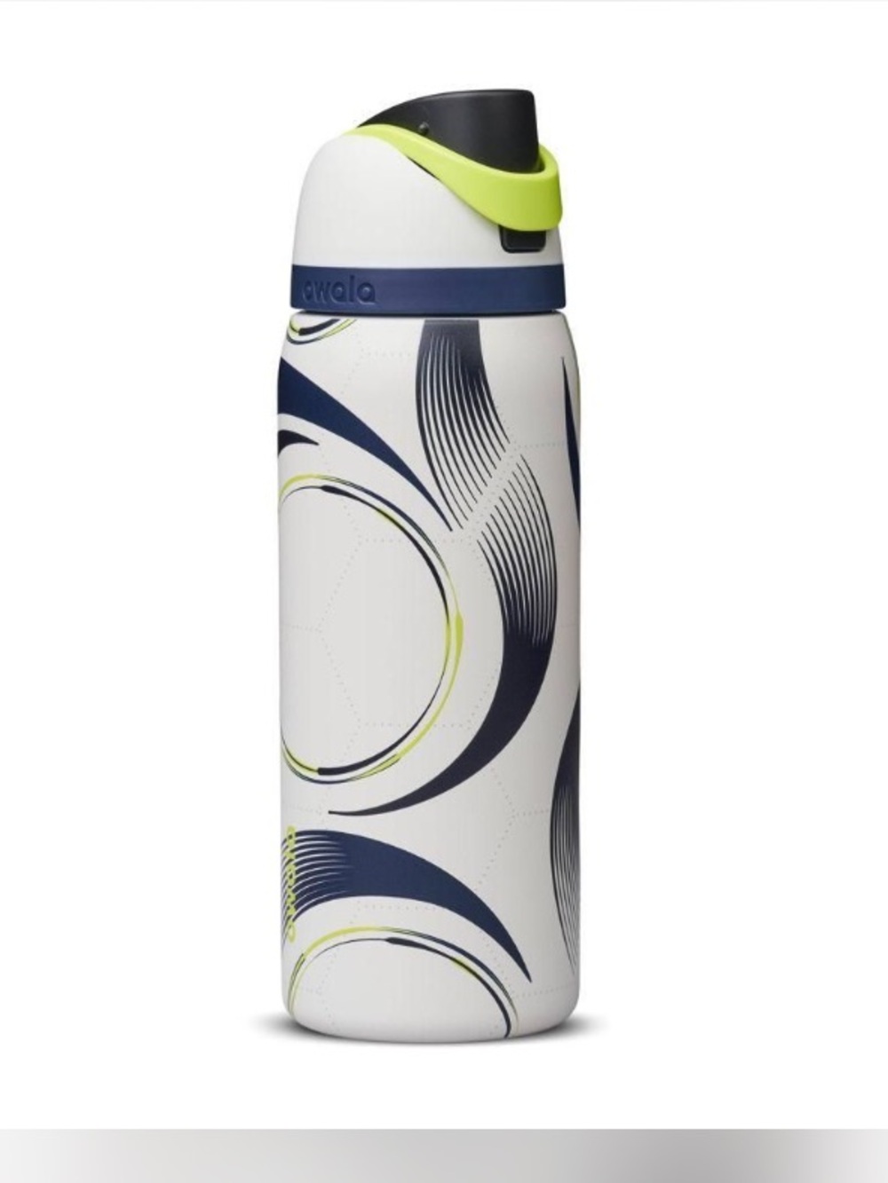 NET Owala 32 oz White with Navy and Lime Swirl Design free sip